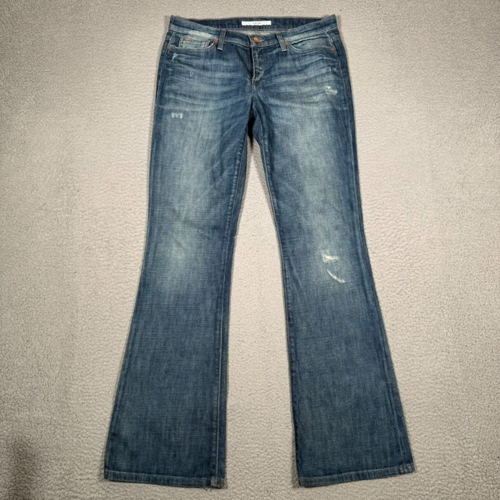 Joes Jeans Womens 32x35 Blue Rocker Bootcut Denim Distressed Casual Preppy Logo